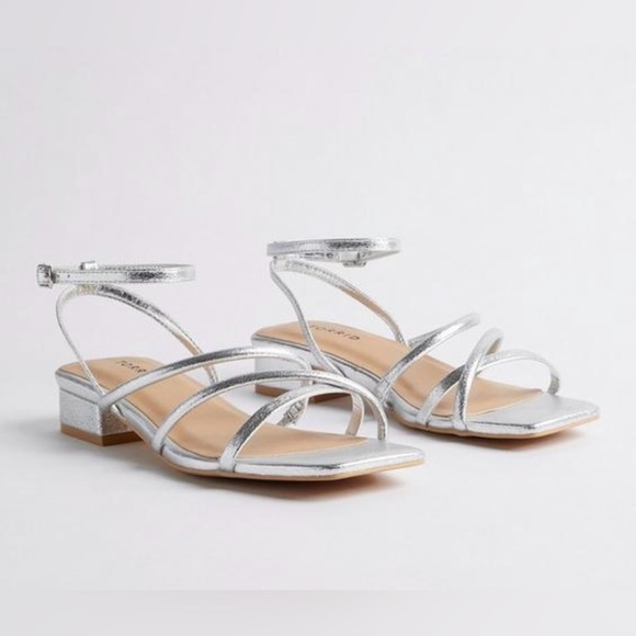 Strappy Silver Wide Width Torrid Micro Kitten Heel Sandal - Picture 1 of 6